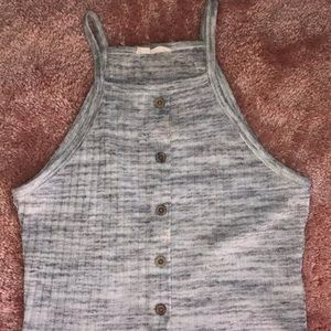Grey button crop top